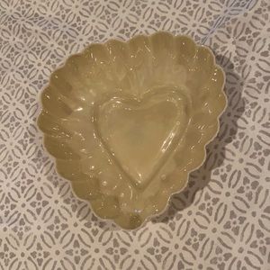 Vintage Beleek yellow luster heart bowl